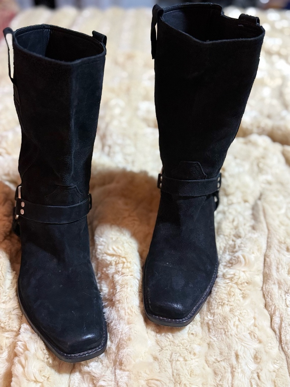 Michelediloco Suede Slouchy Moto Boots w euro 39